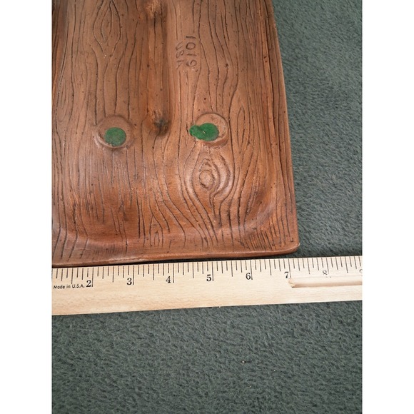 VINTAGE Mid-Century Ashtray Pottery Green Yellow Drip Glaze Centerpiece USA 101S - Picture 9 of 10